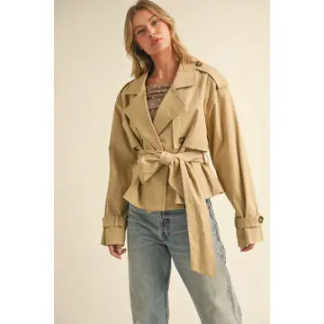 KLESIS belted cropped trench coat