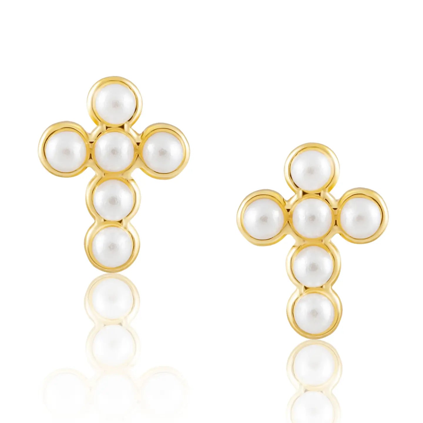 Mini Pearl Cross Studs