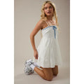 Scalloped Square Neckline Mini Dress