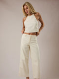 Lace Trim Detail Wide Leg Pants