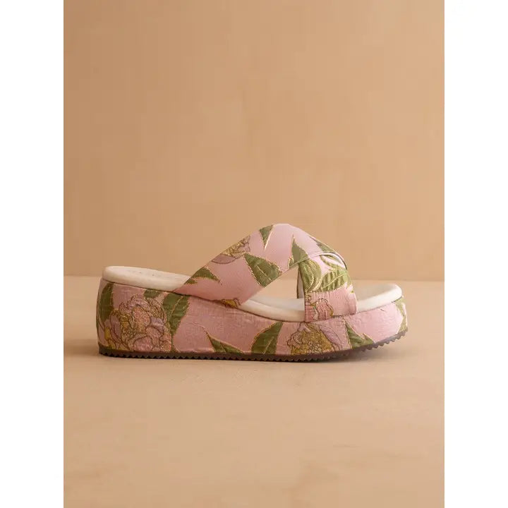 The Fresno | Rose Garden Raffia Platform Sandal