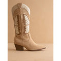 The Fairy | Almond Western Boot in Suede with Inlay