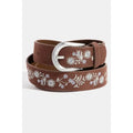 Soft Floral Embroidered Vegan Leather Belt