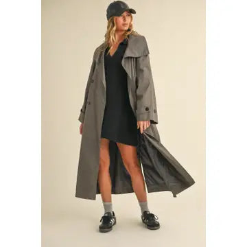 KLESIS Long Trench Coat Grey