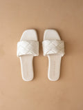 The Darla | White Woven Slide Sandal
