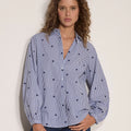Apricot Hearts Stripe Shirt Blue