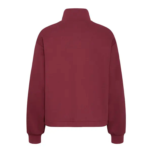 Dark Red Zip Up with Lace Trim