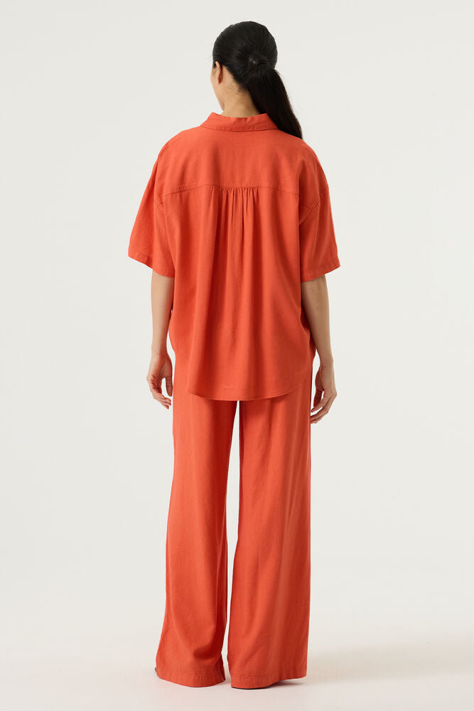Garcia Orange Linen Button Up Shirt