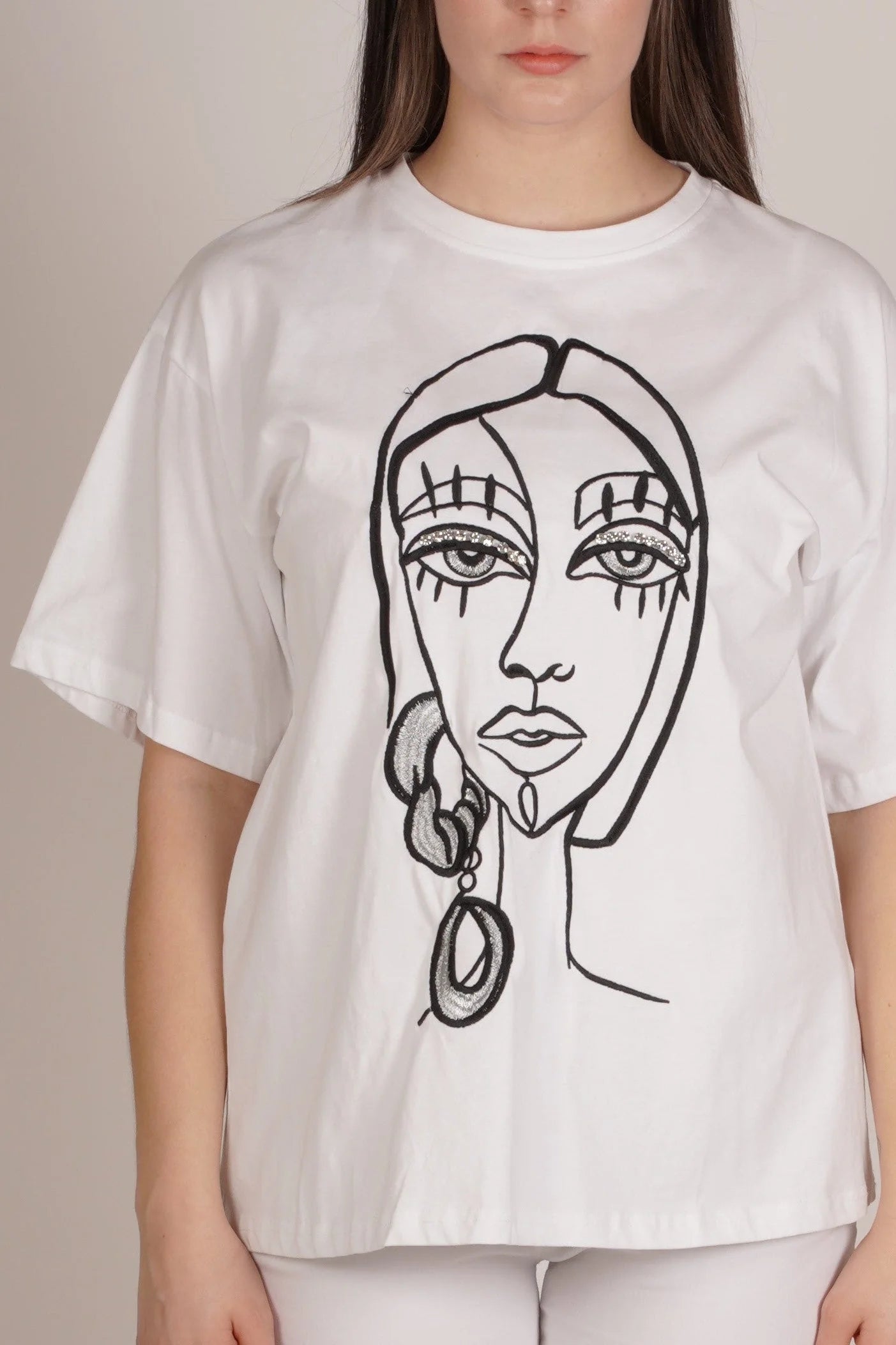 Angela Mara - Lady face T-Shirt White