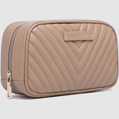 Lacey Quilted Makeup Bag - coffee