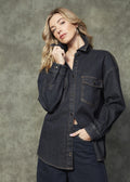 SADINA BUTTON UP SHIRT - DK DENIM