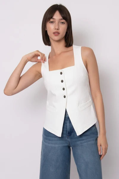 Vesta Stretch White Jean Top