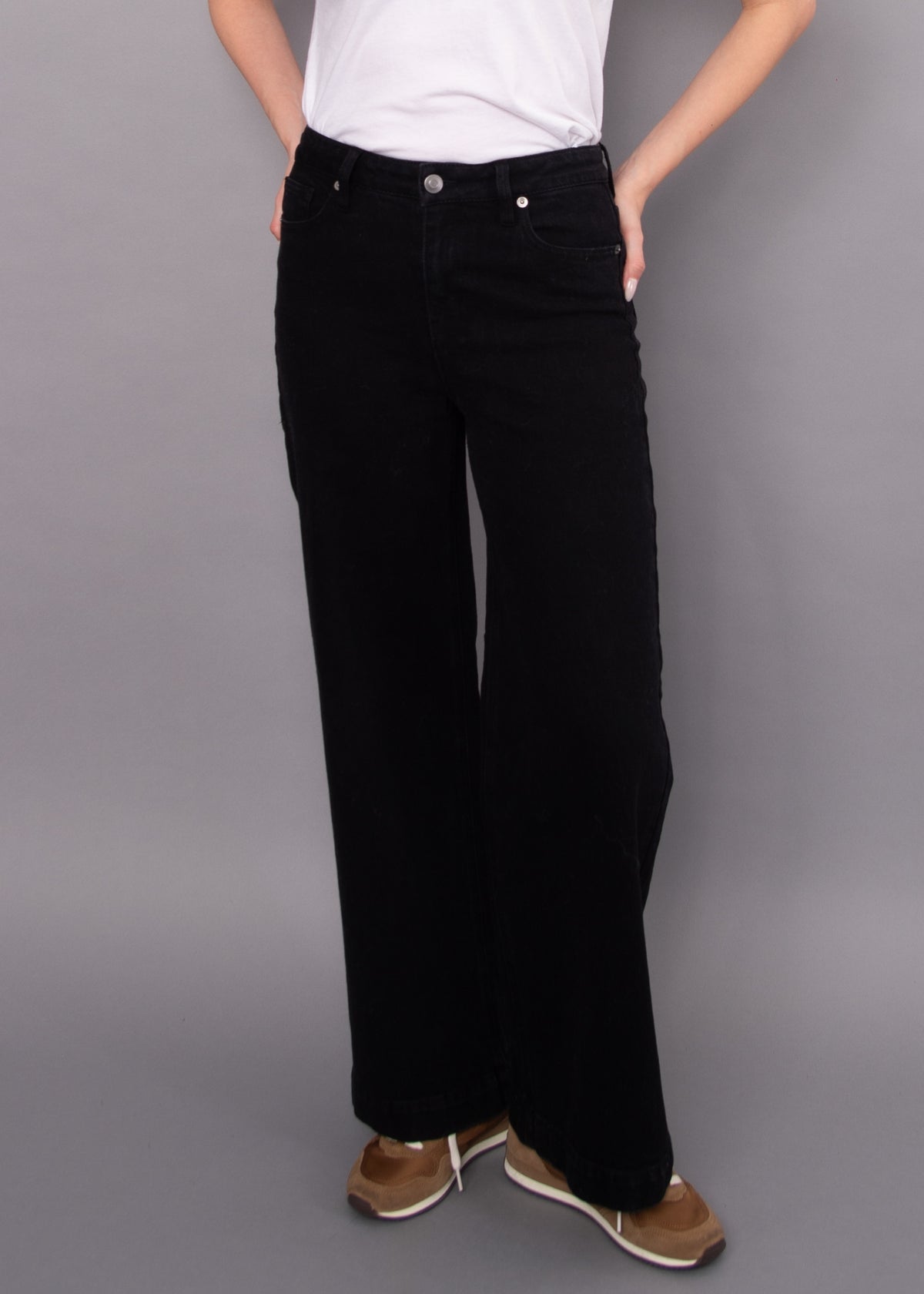 Hirana Black Denim 5 Pocket Wide leg