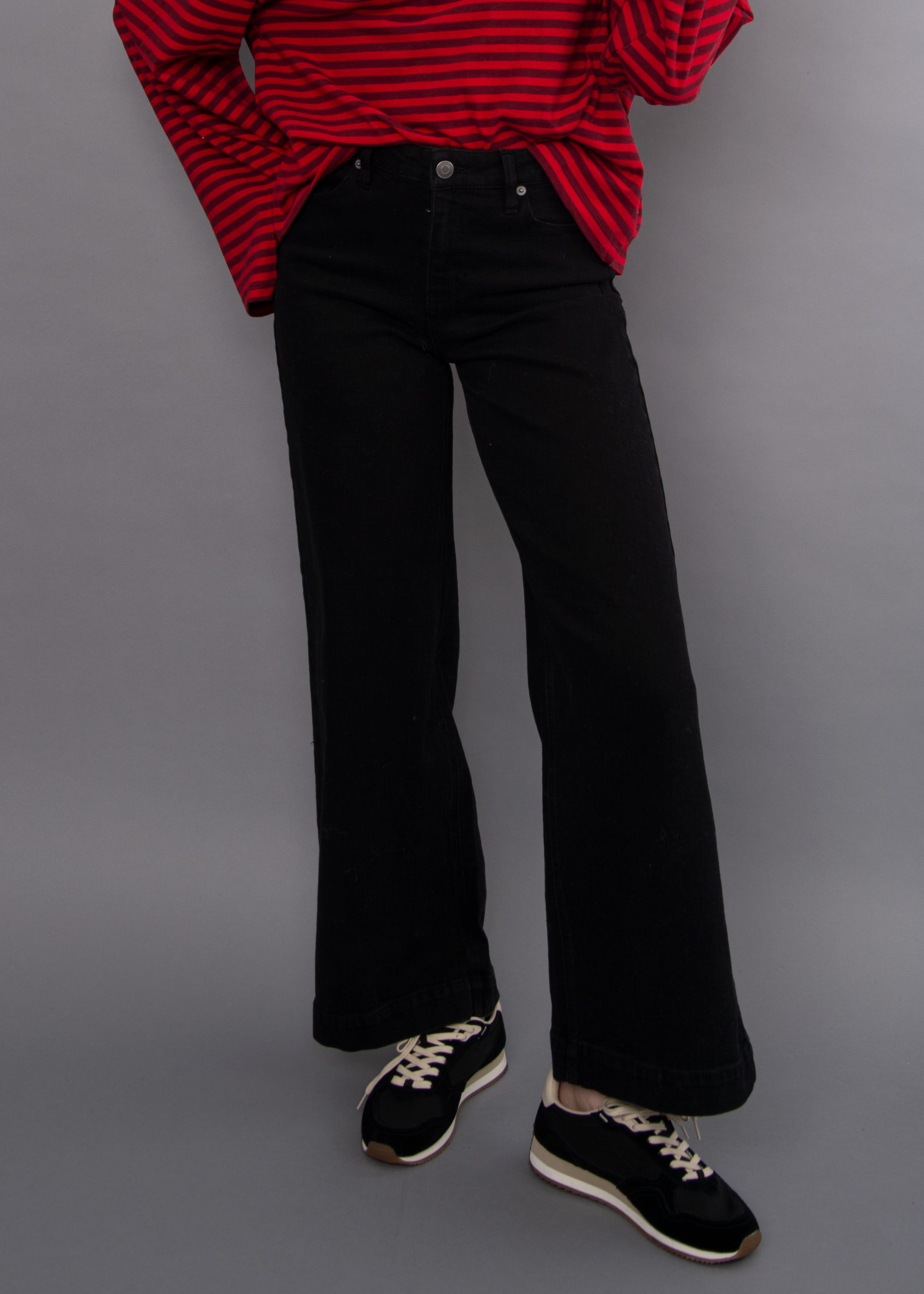 Hirana Black Denim 5 Pocket Wide leg