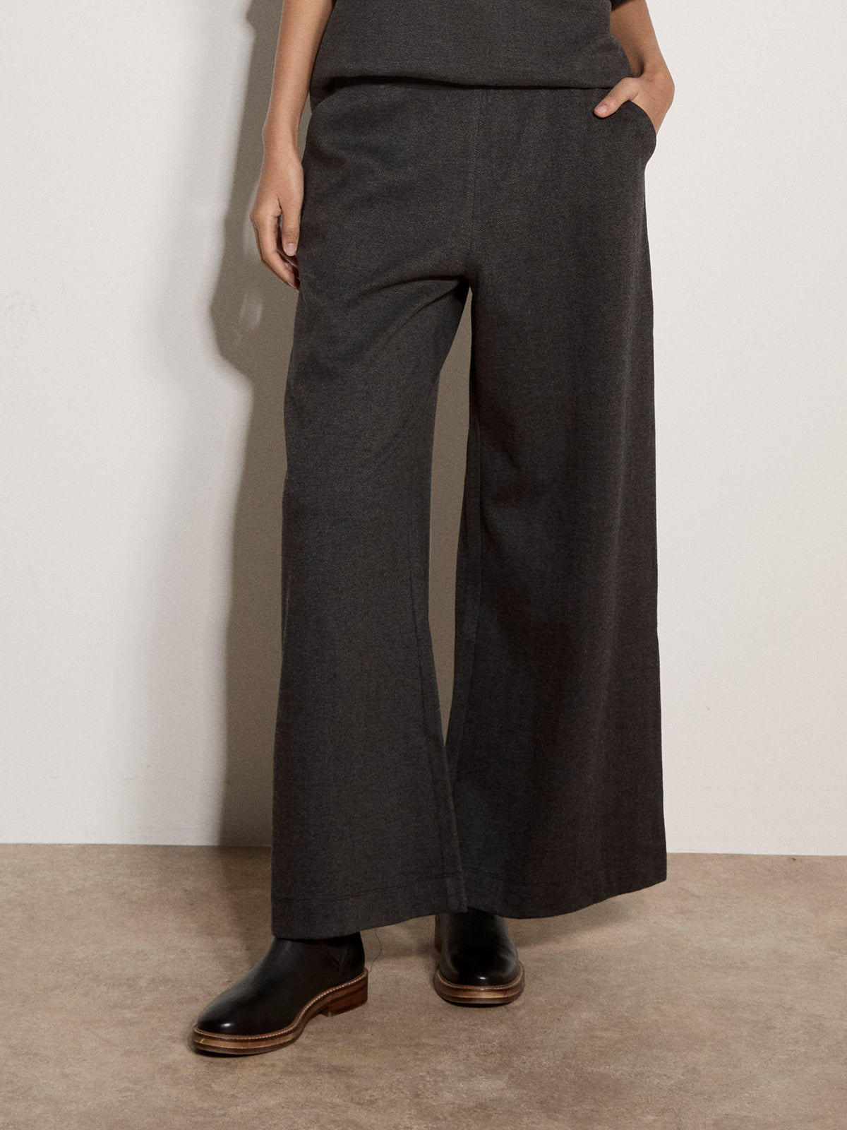 Apricot Herringbone Wide Leg Trouser