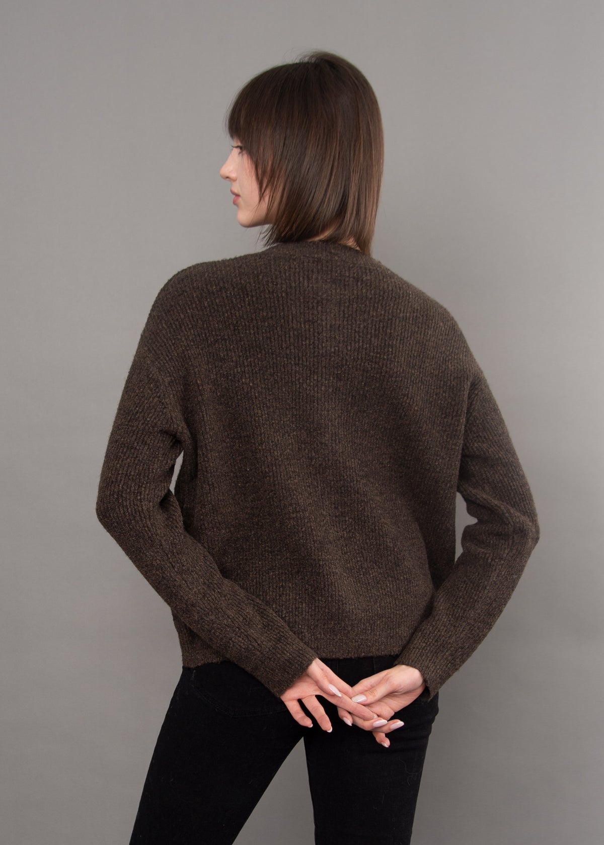VHEA LONG SLEEVE CARDIGAN - BROWN