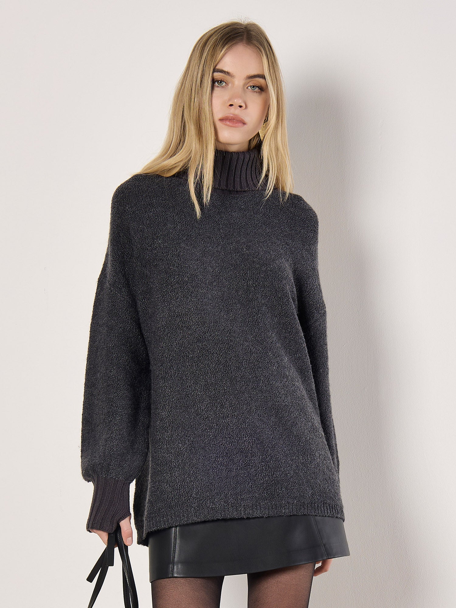 Apricot Rollneck Jumper - Dark Grey