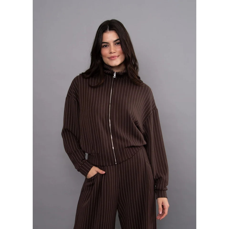 MAURITZ STRIPED SOFT KNIT ZIP UP
