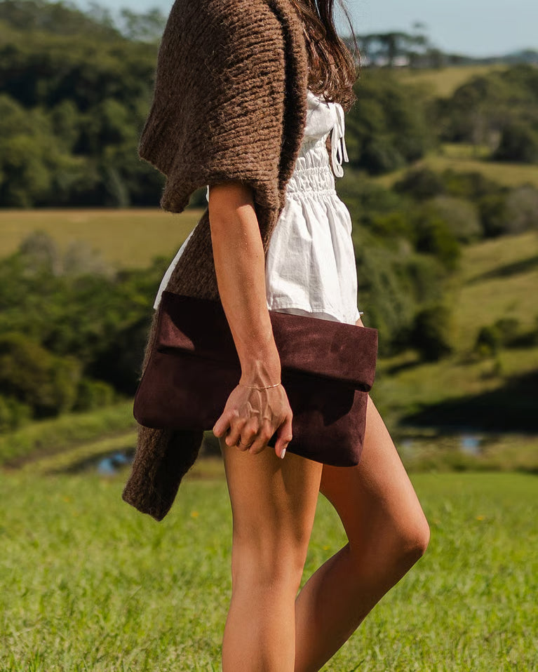 Luka Suede Clutch Brown