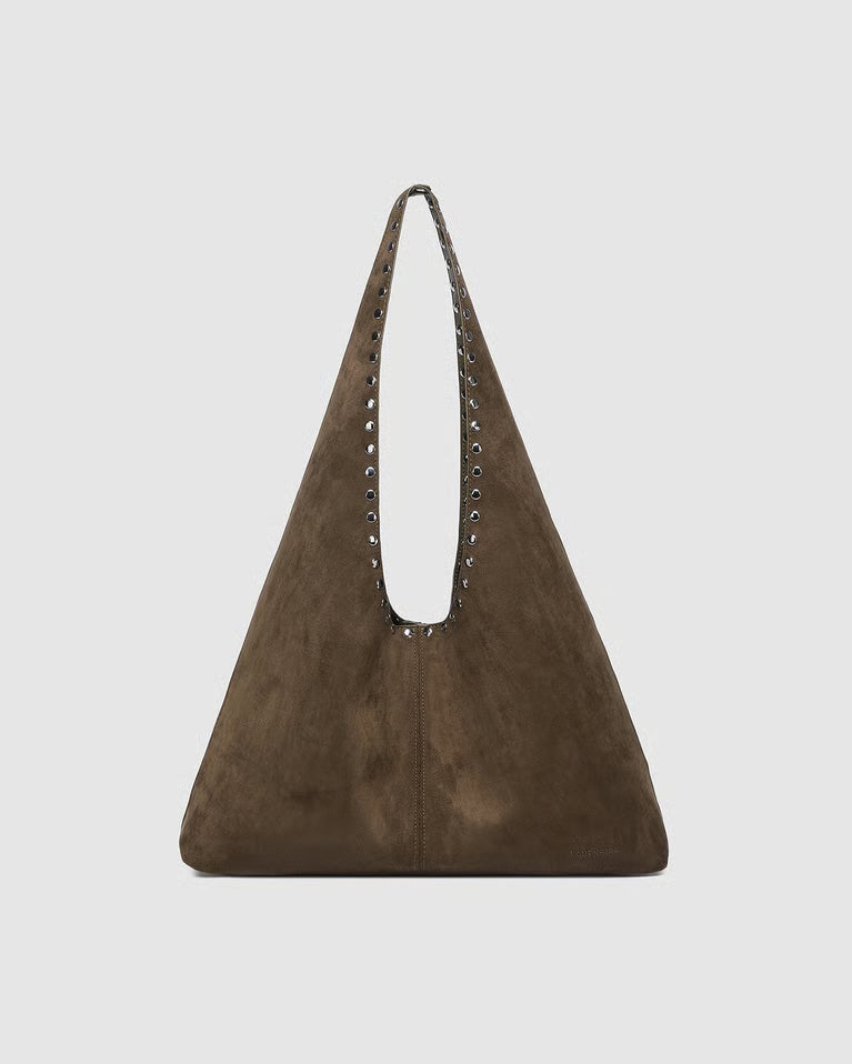 Hailey Suede Shoulder Bag -  Olive