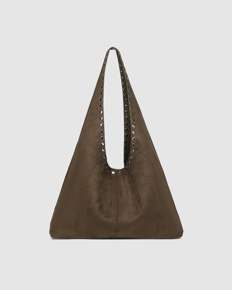Hailey Suede Shoulder Bag -  Olive