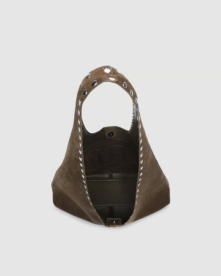 Hailey Suede Shoulder Bag -  Olive