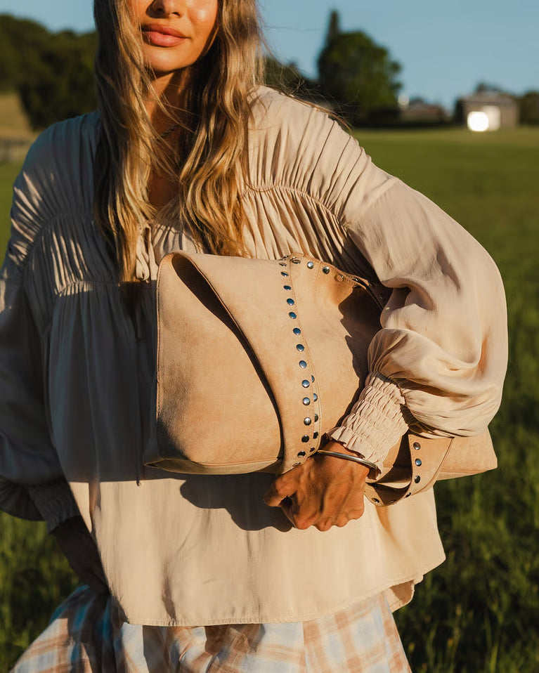 Hailey Suede Shoulder Bag Blonde